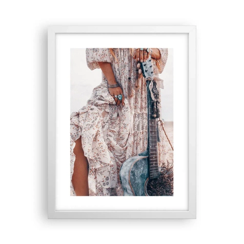 Póster en marco blanco - Una flor en el camino - 30x40 cm