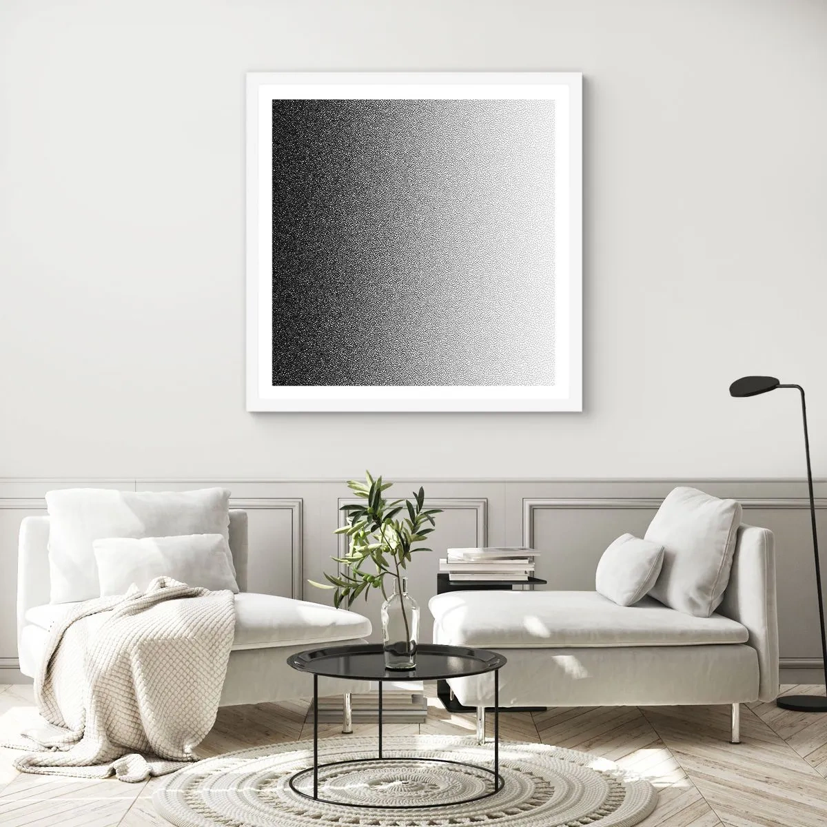 Póster en marco blanco - Hacia la luz - 40x40 cm