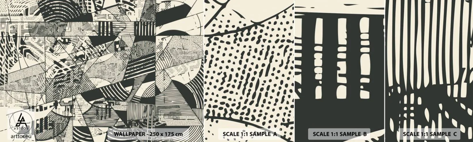Muestra De Fotomural Standard Eco - La dinámica del presente - Abstracción, Vintage, Gráficos - 100x30 cm