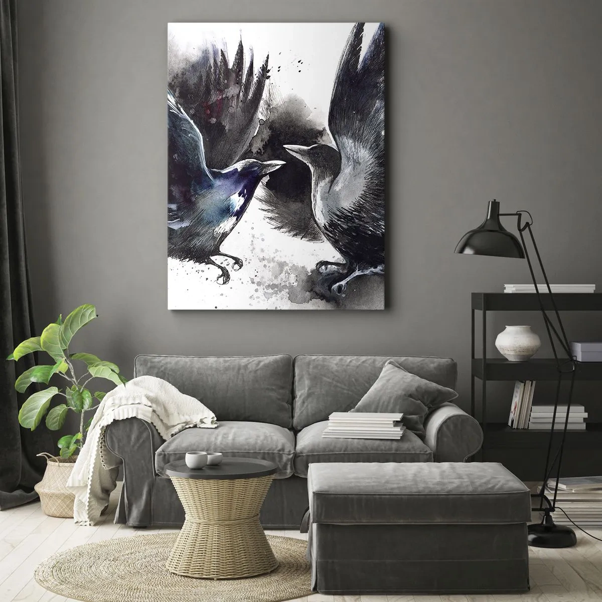 Cuadro sobre lienzo - Impresión de Imagen - De cuervo a cuervo... - 55x100 cm