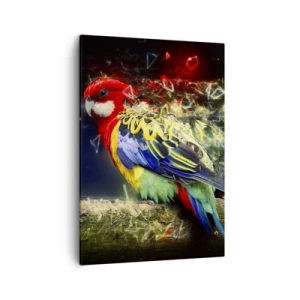 Cuadro sobre lienzo - Impresión de Imagen - Un loro en colores vivos sobre un fondo de efectos de luz. - 50x70cm - Un mensajero del glamour - Decoración de pared moderna para salón y dormitorio ARTTOR