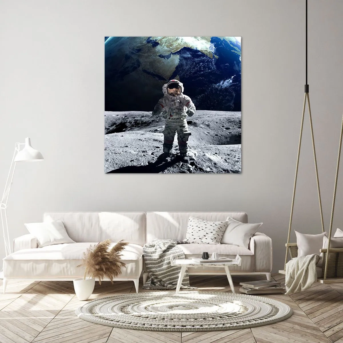 Cuadro sobre lienzo - Impresión de Imagen - Saludos desde la Luna - 30x30 cm
