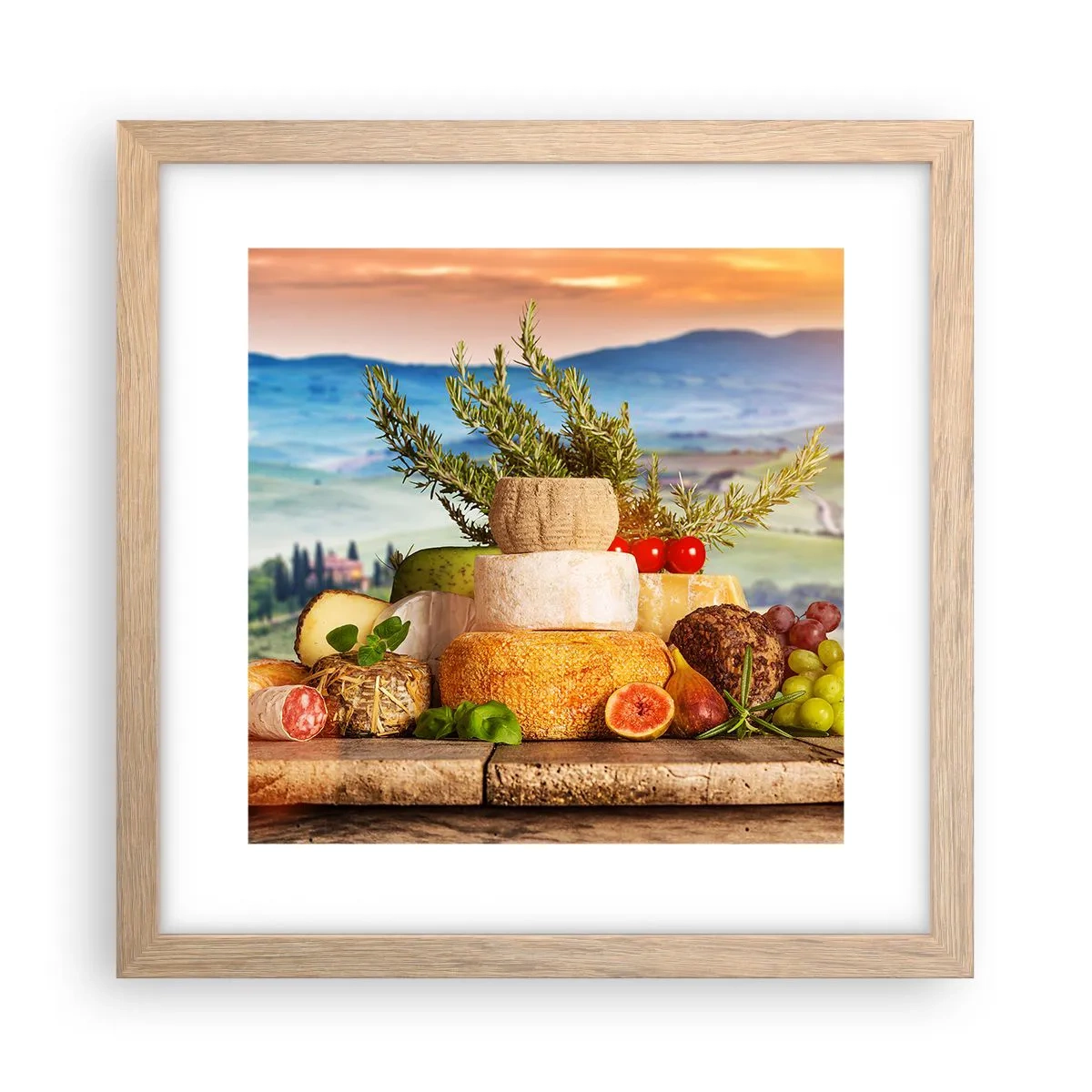 Póster en marco roble claro - La alegría de vivir italiana - 30x30 cm