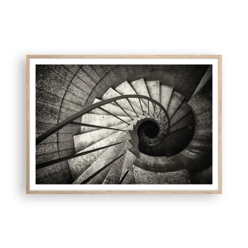 Póster en marco roble claro - Escaleras arriba, escaleras abajo - 100x70 cm