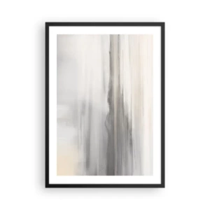 Póster en marco negro - Sutiles rayas verticales en tonos grises y beige - 50x70cm - Una distancia reflexiva - Decoración de pared moderna para salón y dormitorio ARTTOR