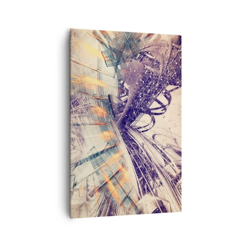 Cuadro sobre lienzo - Impresión de Imagen - Abstracción dinámica en tonos beige y morado. - 80x120cm - Con mucha prisa - Decoración de pared moderna para salón y dormitorio ARTTOR