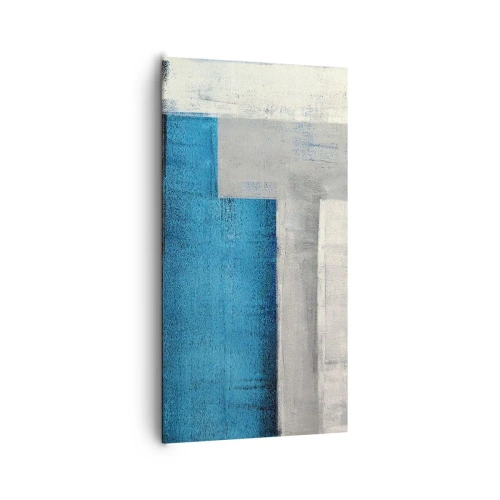 Cuadro sobre lienzo - Impresión de Imagen - Composición poética de gris y azul - 65x120 cm