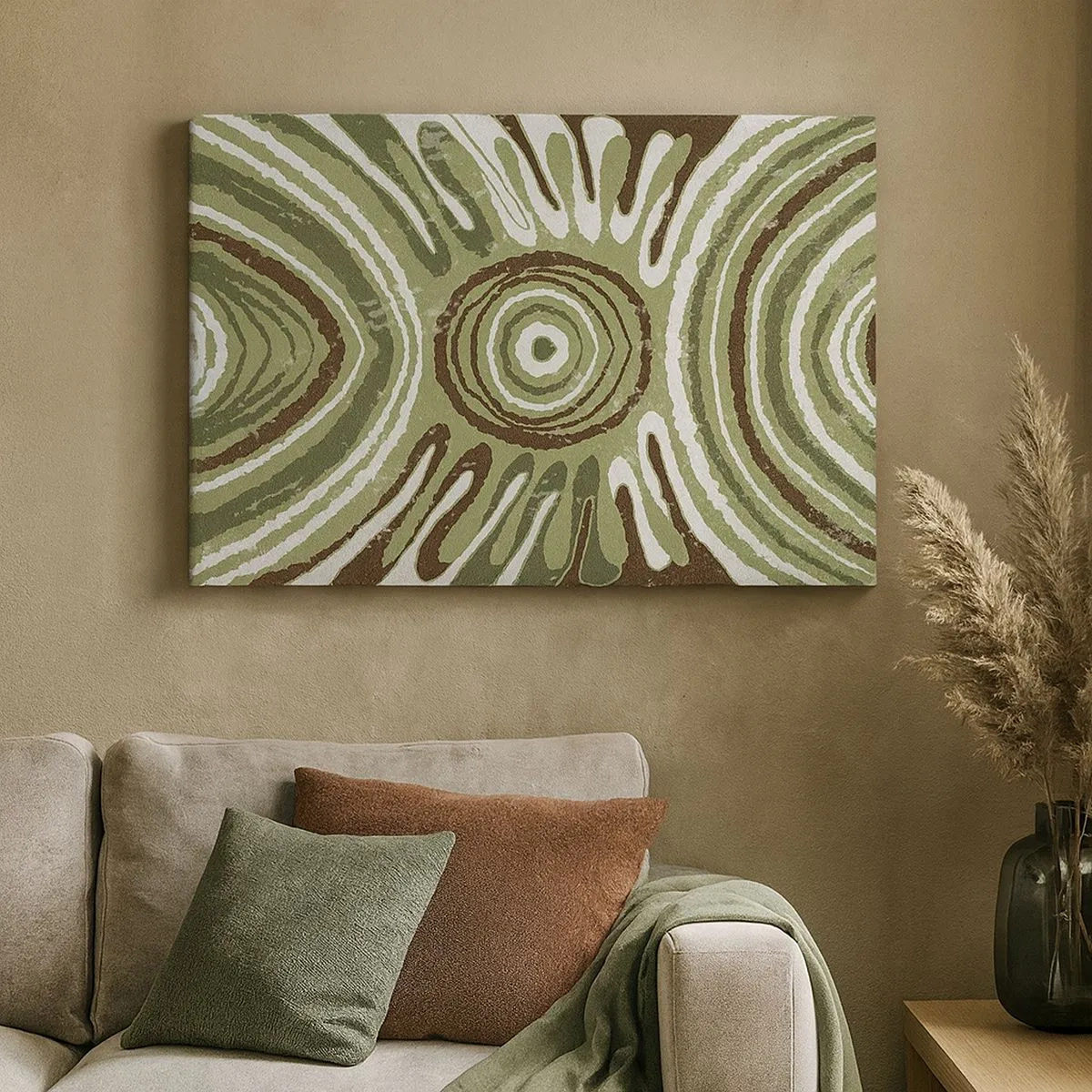 Cuadro sobre lienzo - Impresión de Imagen - Patrones abstractos en tonos verdes y marrones. - 70x50cm - Explosión de emociones - Decoración de pared moderna para salón y dormitorio ARTTOR