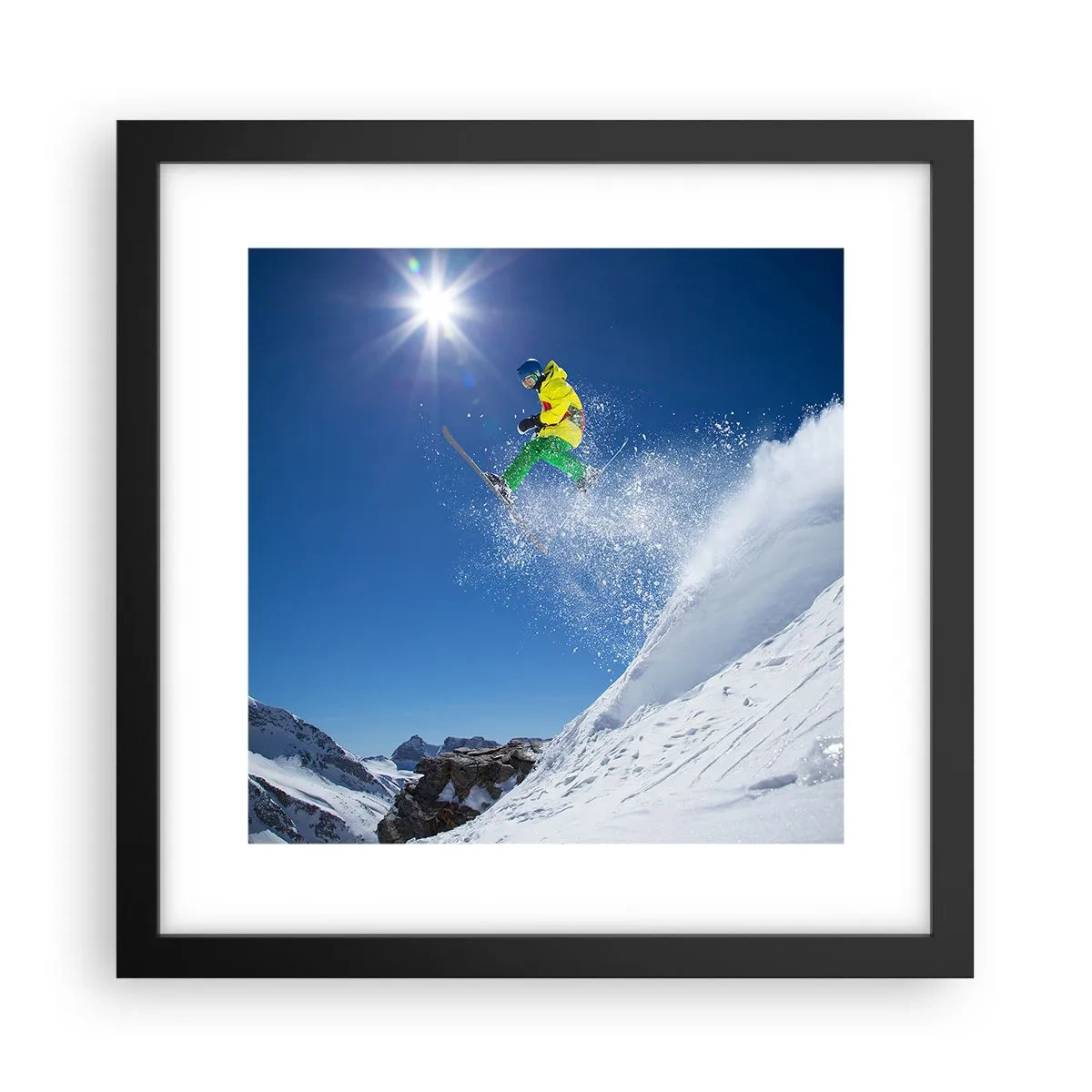 Póster en marco negro - Bailando con las montañas - 30x30 cm