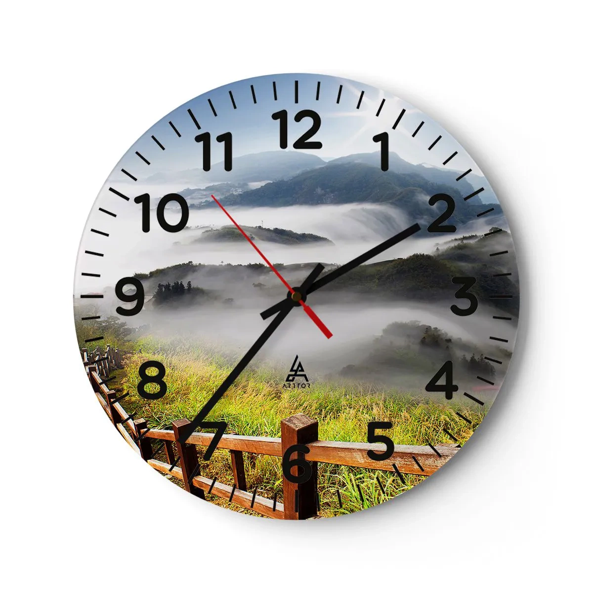 Reloj de pared - Reloj de vidrio - Tejido de resplandor y niebla - 30x30 cm