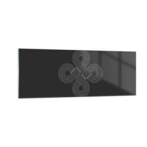 Cuadro sobre vidrio - Impresiones sobre Vidrio - Patrón celta en estilo minimalista sobre fondo negro. - 140x50cm - El espíritu celta - Decoración de pared moderna para salón y dormitorio ARTTOR