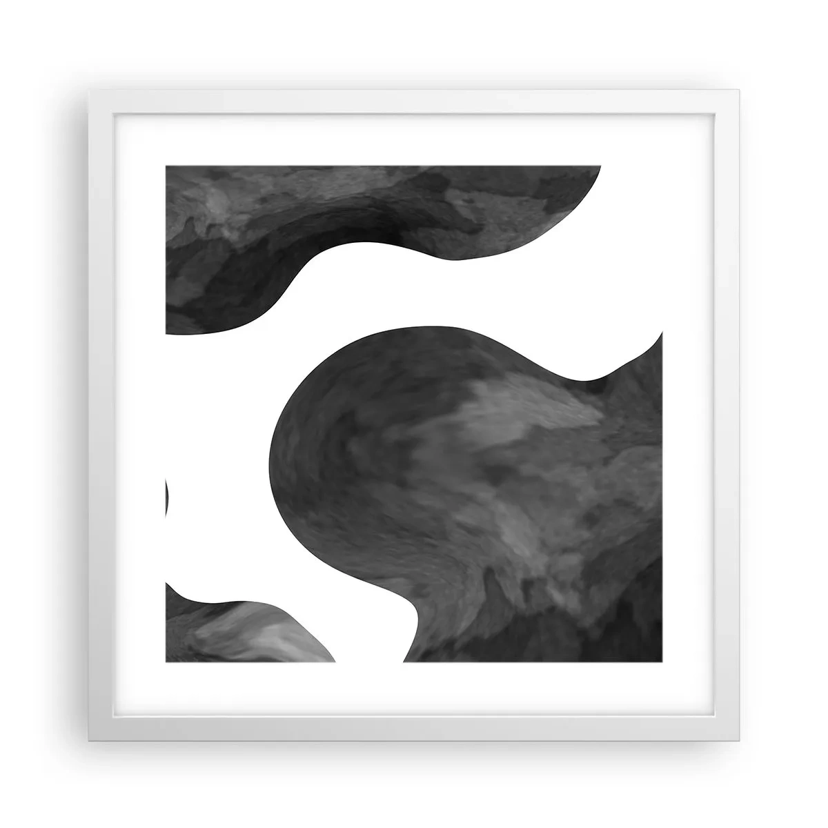 Póster en marco blanco - El blanco fluye sobre el negro - 40x40 cm