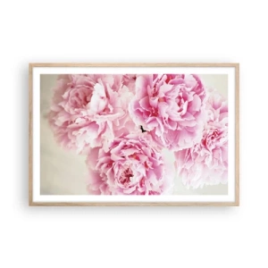 Póster en marco roble claro - En el esplendor del rosa - 91x61 cm