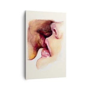 Cuadro sobre lienzo - Impresión de Imagen - Una pintura de acuarela de un primer plano de un rostro. - 80x120cm - Como la noche y el día, la tierra y el cielo - Decoración de pared moderna para salón y dormitorio ARTTOR