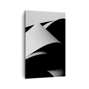 Cuadro sobre lienzo - Impresión de Imagen - Formas abstractas en blanco y negro con contrastes llamativos. - 80x120cm - Planos de luz desde las profundidades de la sombra - Decoración de pared moderna para salón y dormitorio ARTTOR