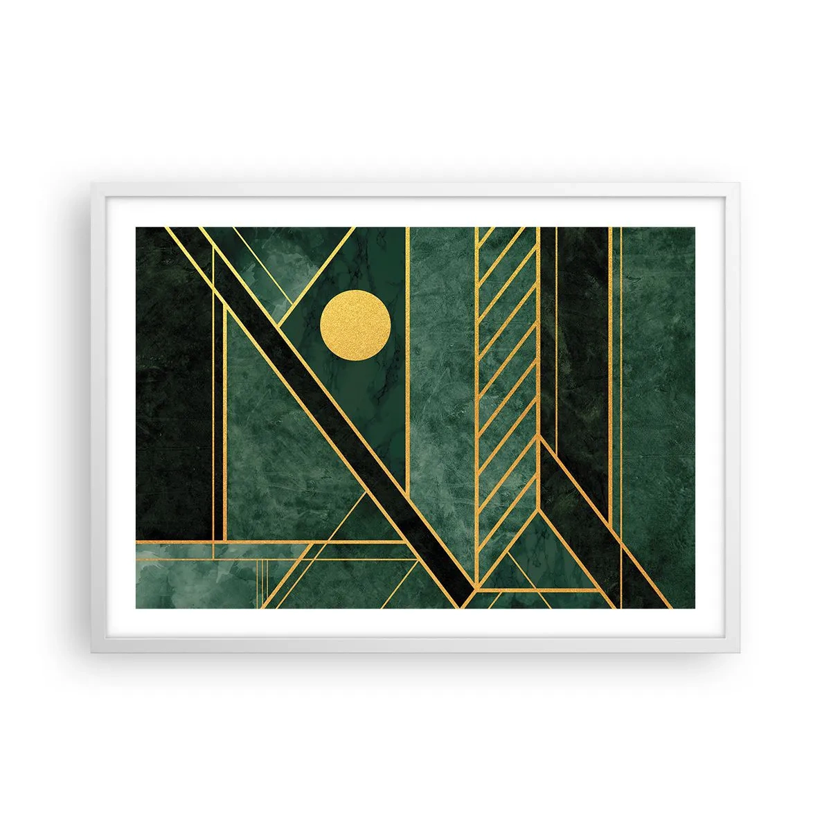 Póster en marco blanco - La dinámica del oro y el azul - 70x50 cm