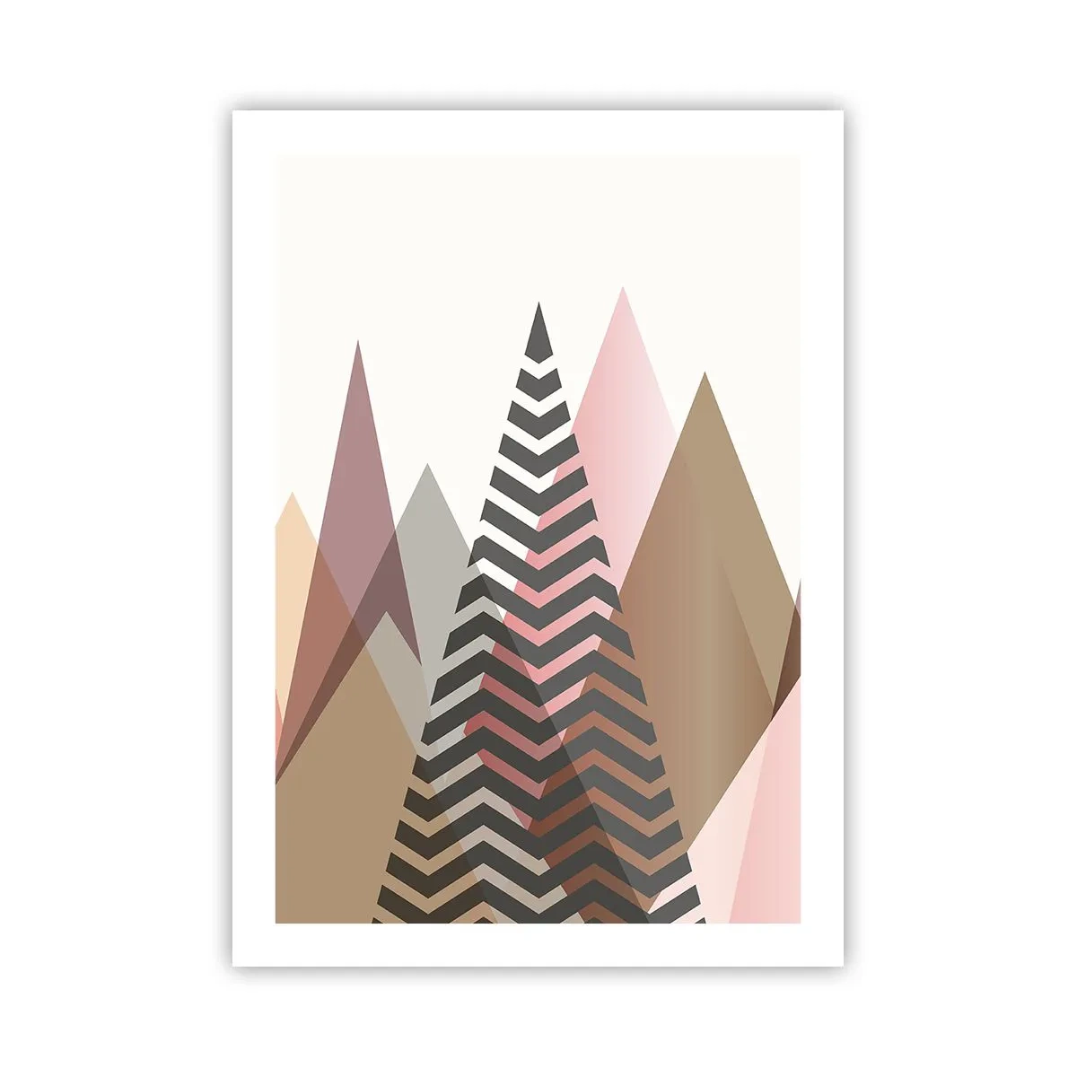 Póster - Montañas geométricas en tonos pastel con efecto de capas. - 50x70cm - Una visión piramidal - Decoración de pared moderna para salón y dormitorio ARTTOR