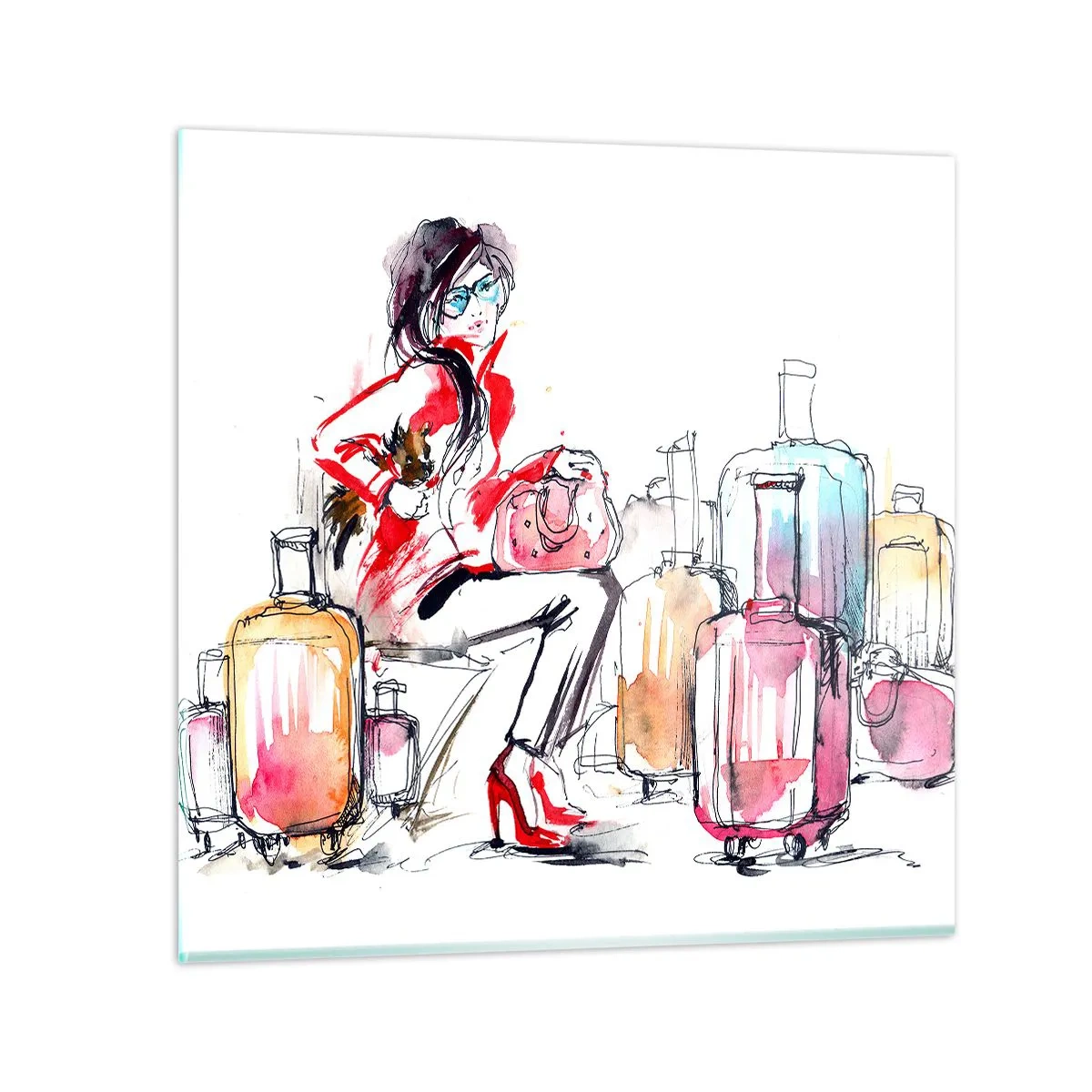 Cuadro sobre vidrio - Impresiones sobre Vidrio - Sentémonos antes del viaje - 70x70 cm