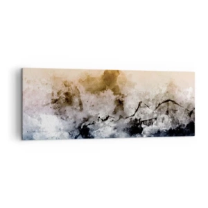 Cuadro sobre lienzo - Impresión de Imagen - Paisaje abstracto con niebla y colores sutiles. - 140x50cm - Hundido en una nube de niebla - Decoración de pared moderna para salón y dormitorio ARTTOR