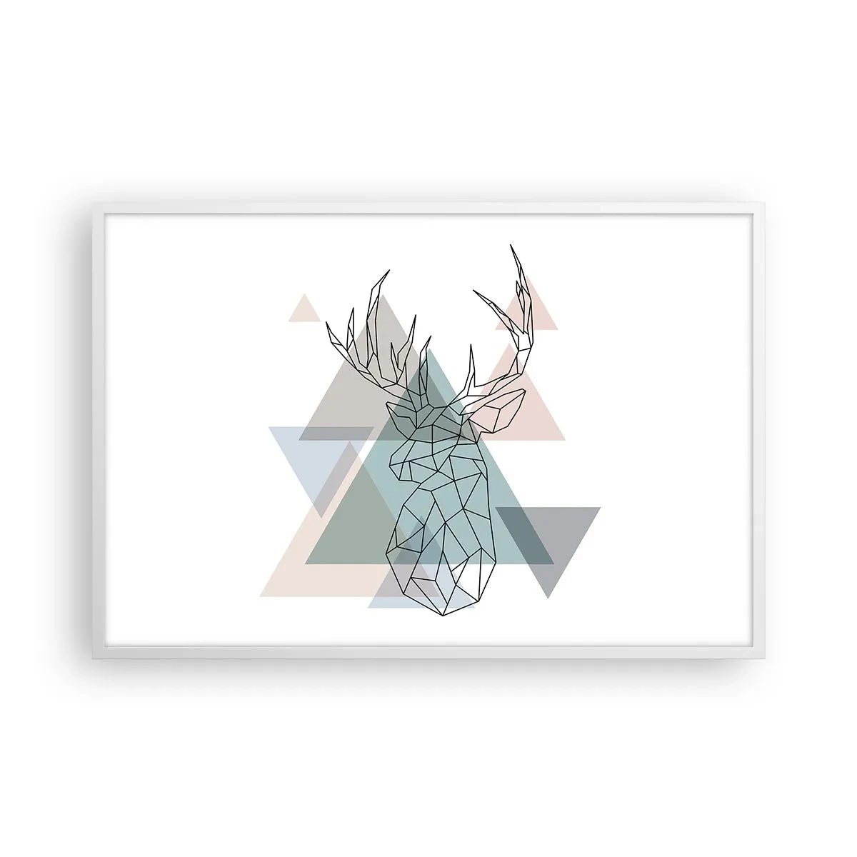 Póster en marco blanco - En un bosque geométrico - 91x61 cm