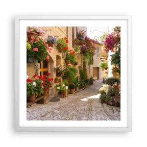 Póster en marco blanco - En un torrente de flores - 50x50 cm