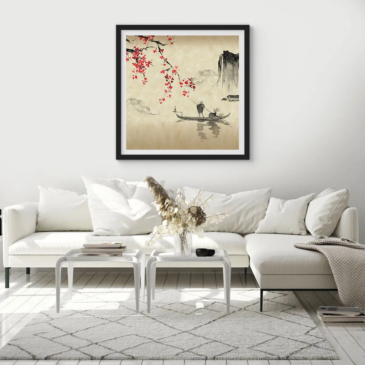 Póster en marco negro - En el país de los cerezos en flor - 30x30 cm