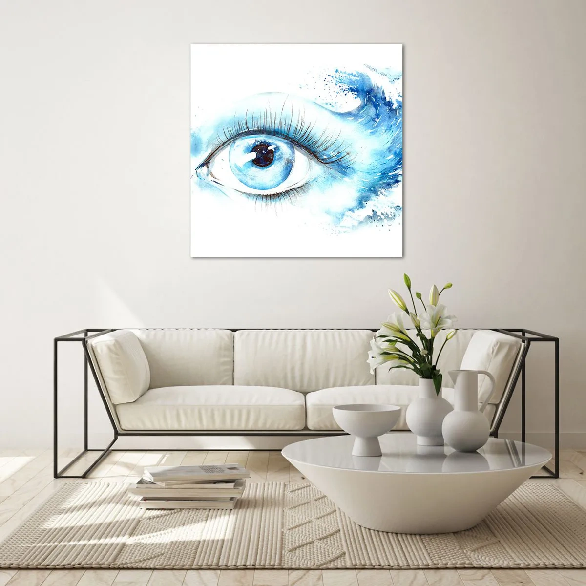 Cuadro sobre vidrio - Impresiones sobre Vidrio - Sumérgete en el azul de tu mirada - 50x50 cm