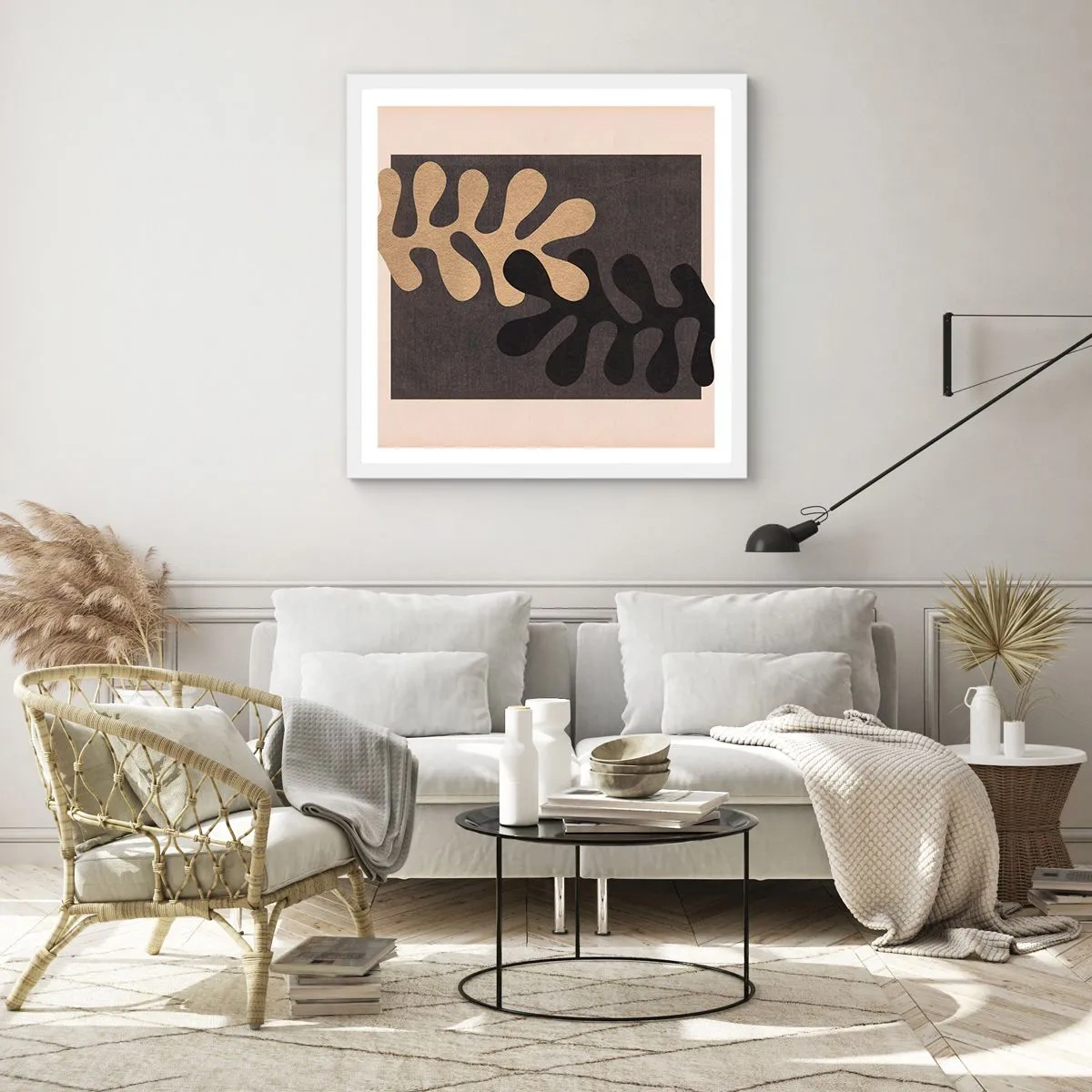 Póster en marco blanco - Ausencia y complemento - 60x60 cm