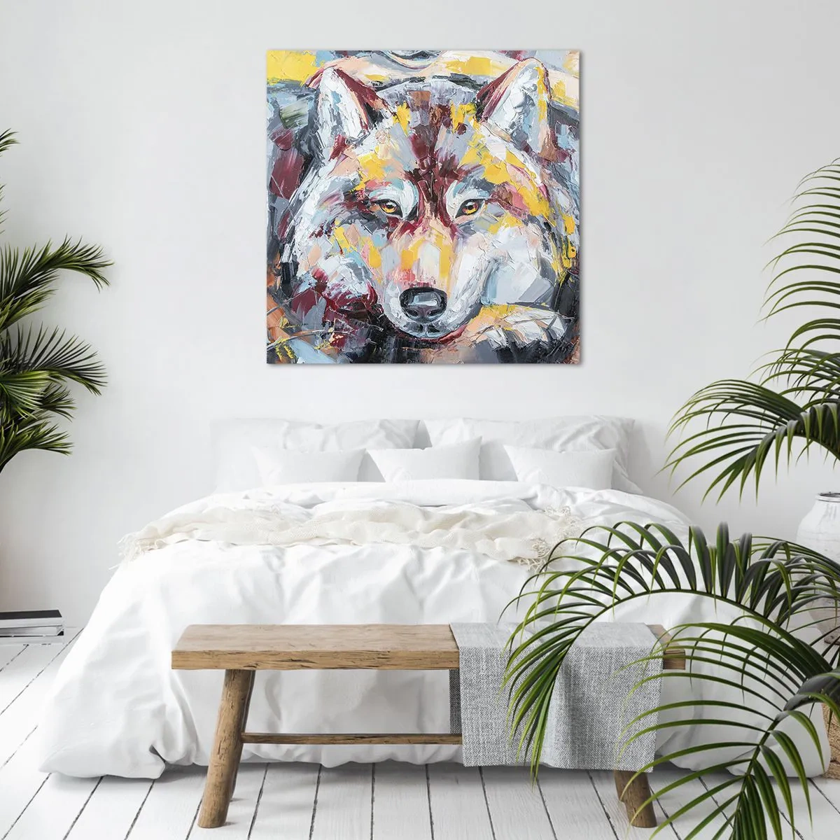 Cuadro sobre lienzo - Impresión de Imagen - Pinceladas de lobo - 60x60 cm