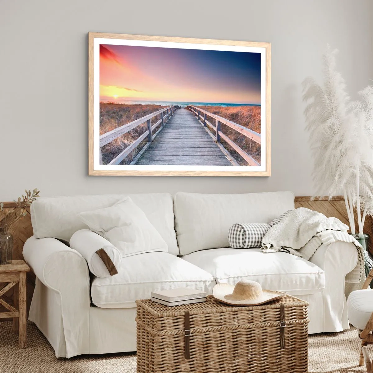 Póster en marco roble claro - Aurora vespertina del Báltico - 70x50 cm