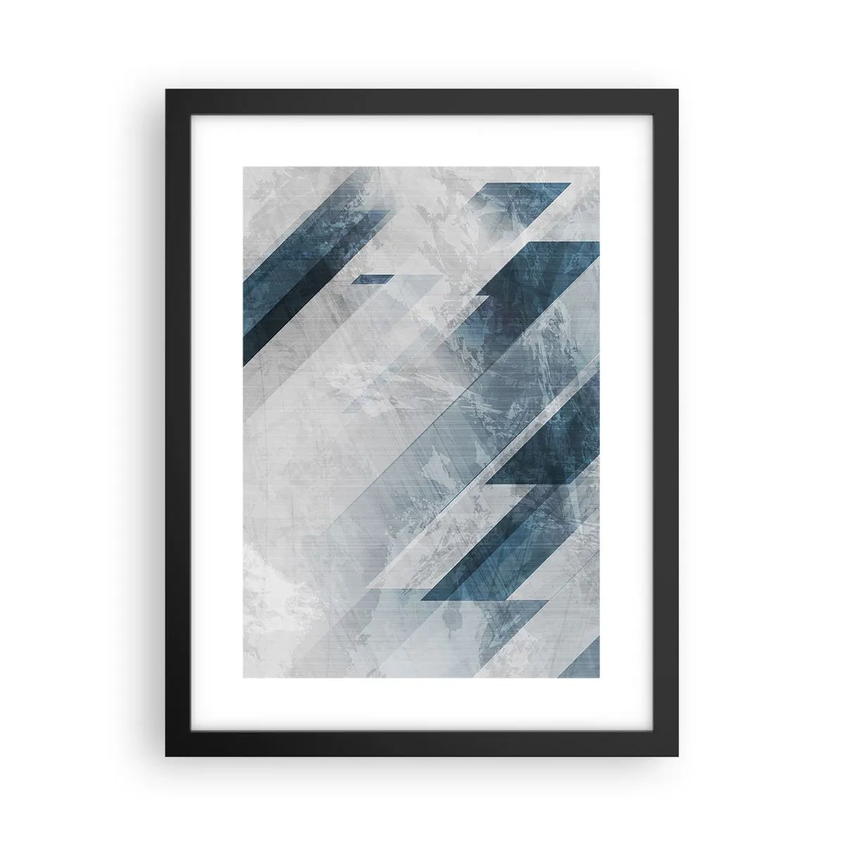 Póster en marco negro - Composición espacial - movimiento de grises - 30x40 cm