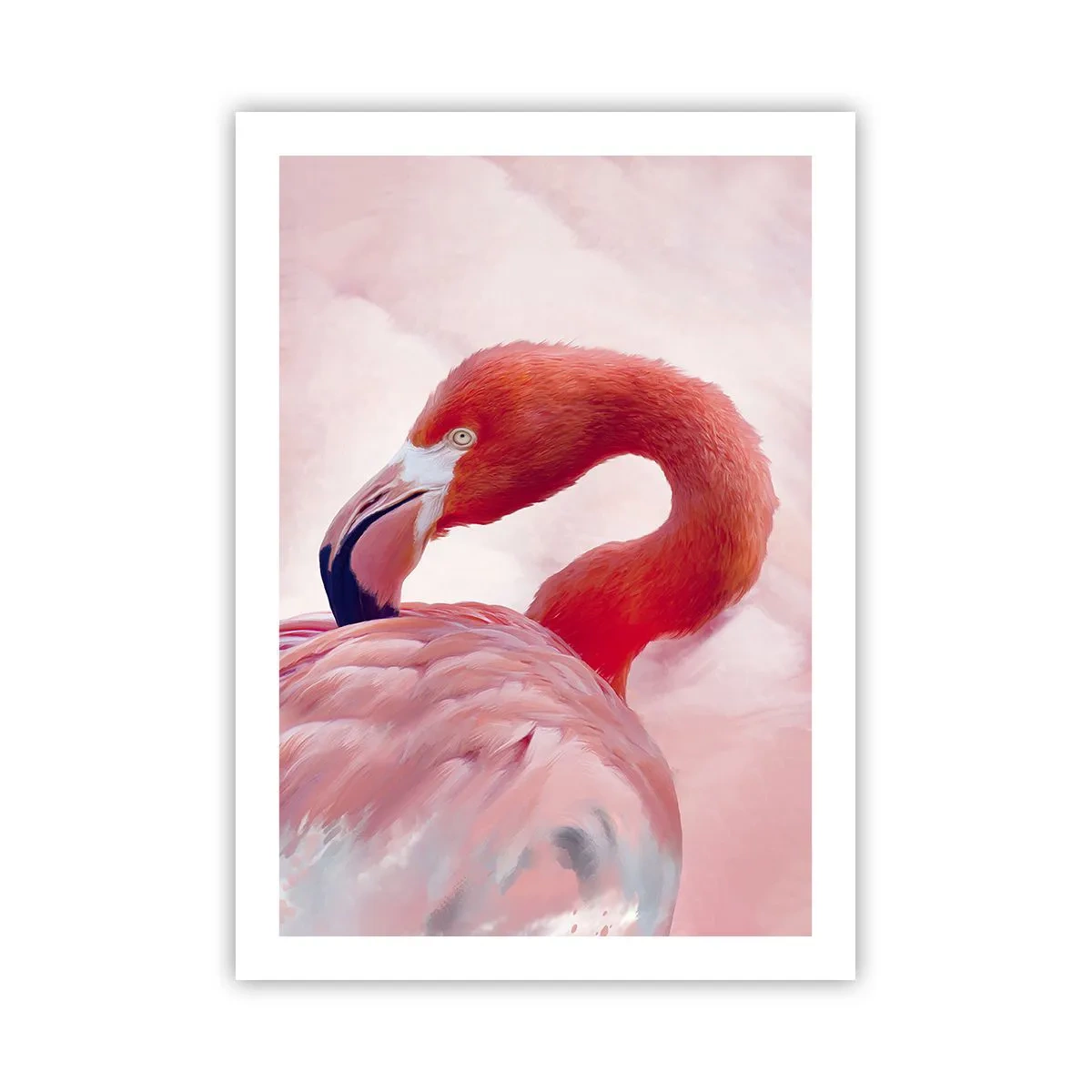 Póster - Flamenco rosa sobre un fondo claro - 50x70cm - La belleza de las aves - Decoración de pared moderna para salón y dormitorio ARTTOR