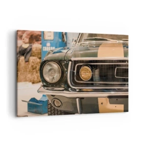 Cuadro sobre lienzo - Impresión de Imagen - Un coche retro icónico en un entorno clásico. - 120x80cm - Encuentro con una leyenda - Decoración de pared moderna para salón y dormitorio ARTTOR