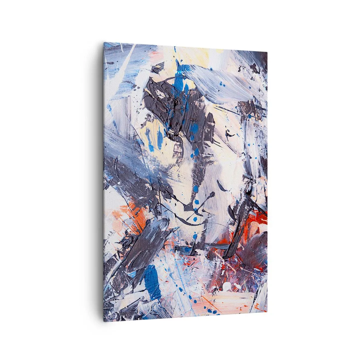 Cuadro sobre lienzo - Impresión de Imagen - Abstracción con pinceladas dinámicas en azul y rojo. - 80x120cm - Danza loca de la abstracción - Decoración de pared moderna para salón y dormitorio ARTTOR