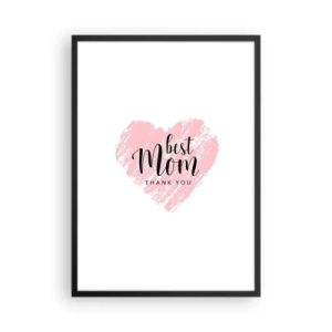 Póster en marco negro - Corazón rosa con texto sobre fondo blanco en estilo minimalista. - 50x70cm - En cualquier momento de tu vida - Decoración de pared moderna para salón y dormitorio ARTTOR