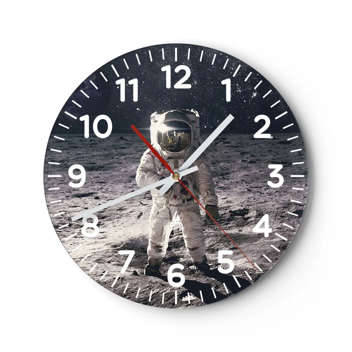 Reloj de pared - Reloj de vidrio - Saludos desde la Luna - 30x30 cm