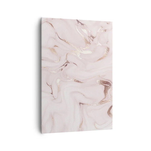 Cuadro sobre lienzo - Impresión de Imagen - Elegante abstracción en tonos rosa y dorado. - 70x100cm - En rosa - Decoración de pared moderna para salón y dormitorio ARTTOR