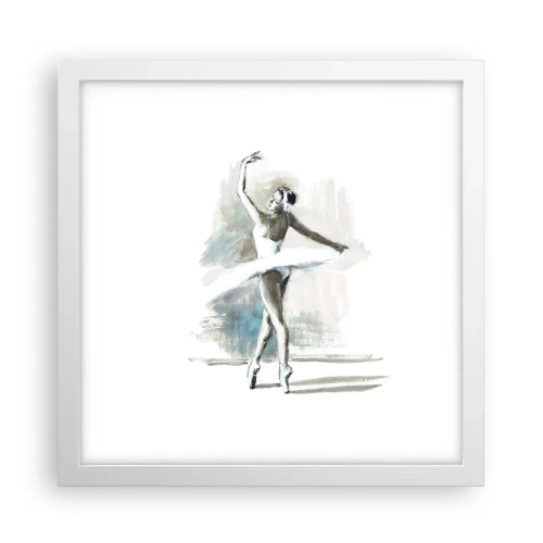 Póster en marco blanco - Encantada por un cisne - 30x30 cm