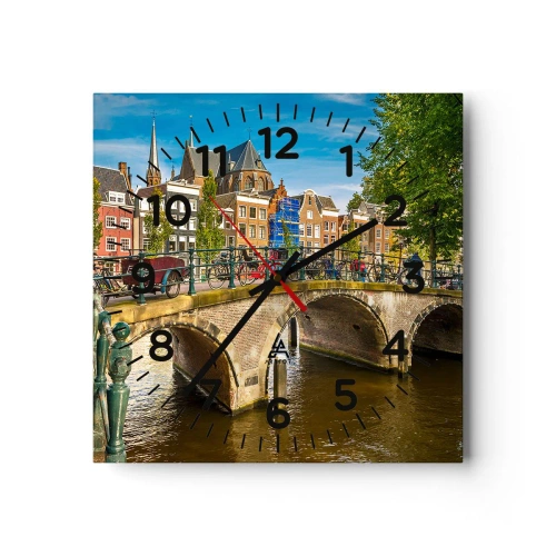 Reloj de pared - Reloj de vidrio - Primavera en el canal - 40x40 cm