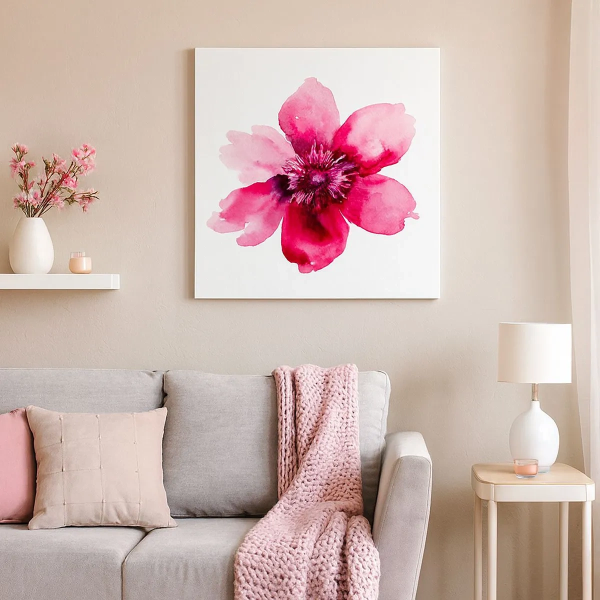 Cuadro sobre lienzo - Impresión de Imagen - Un beso con aroma a carmín - 30x30 cm