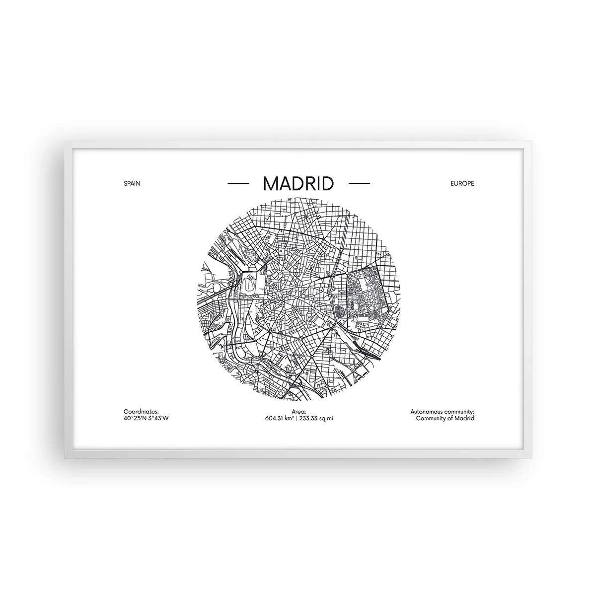 Póster en marco blanco - Anatomía de Madrid - 91x61 cm