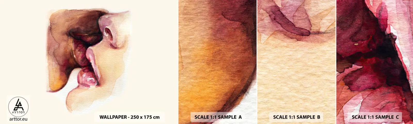 Muestra De Fotomural Standard Eco - Como la noche y el día, la tierra y el cielo - Abstracción, Beso, Pareja enamorada - 100x30 cm