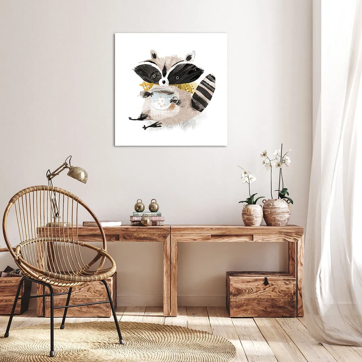 Cuadro sobre lienzo - Impresión de Imagen - Mi amigo mapache - 40x40 cm