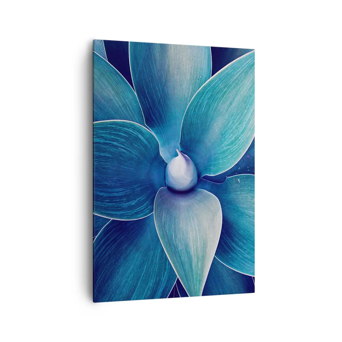 Cuadro sobre lienzo - Impresión de Imagen - Primer plano de una flor abstracta en tonos azules. - 70x100cm - Azul del cielo - Decoración de pared moderna para salón y dormitorio ARTTOR