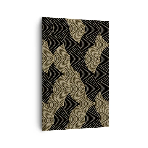 Cuadro sobre lienzo - Impresión de Imagen - Patrón Art Déco con semicírculos y líneas doradas. - 80x120cm - Multiplicación de la unidad - Decoración de pared moderna para salón y dormitorio ARTTOR