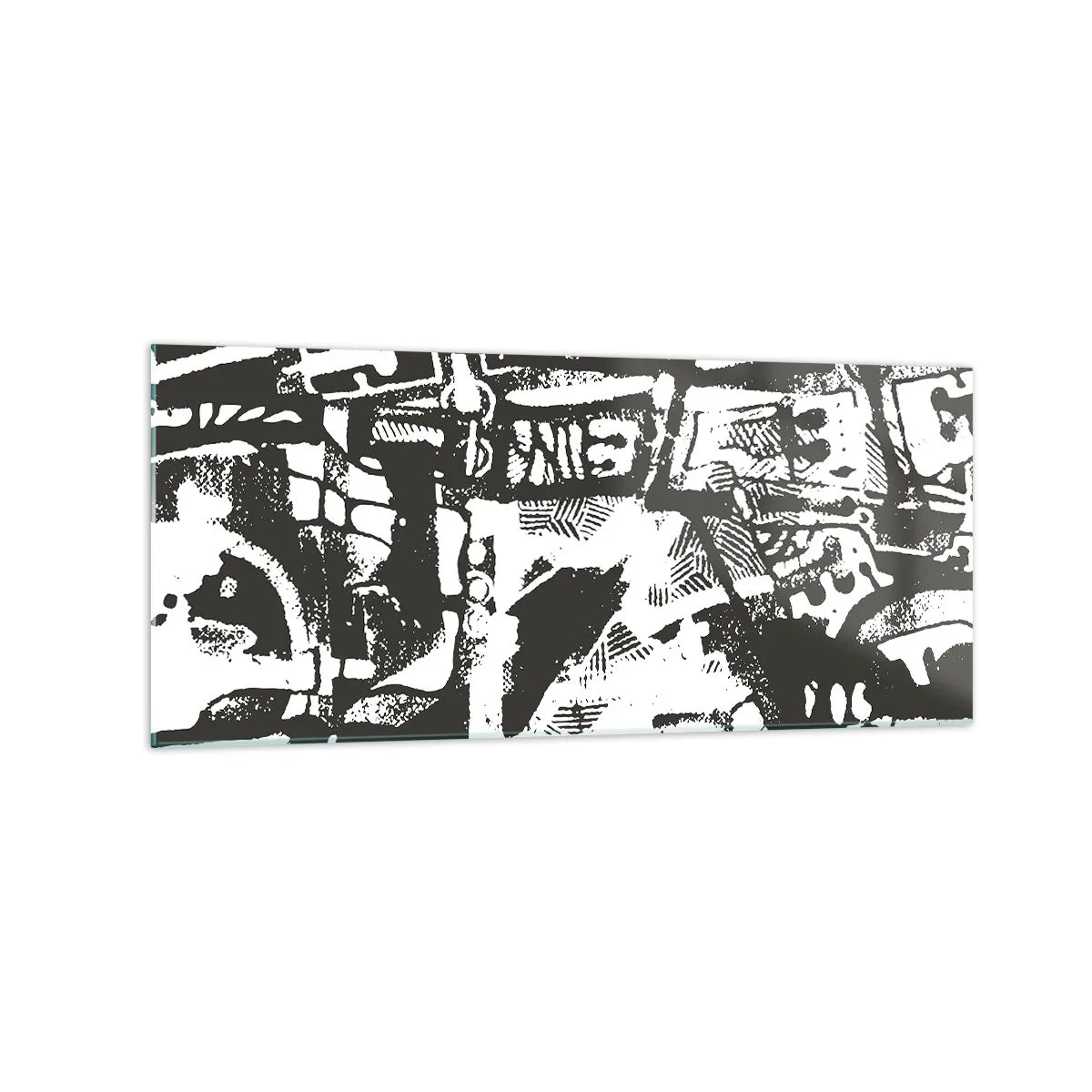 Cuadro sobre vidrio - Impresiones sobre Vidrio - Patrón retro monocromático abstracto - 120x50cm - ¿Orden o caos? - Decoración de pared moderna para salón y dormitorio ARTTOR