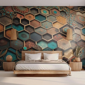 Fotomural Standard Eco - Ornamentos árabes - Cubo, Mosaico, Patrón - 300x210 cm