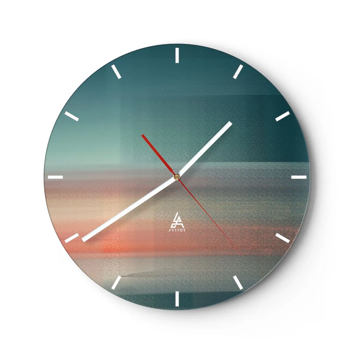 Reloj de pared - Reloj de vidrio - Una abstracción borrosa que se asemeja a ondas de luz en colores. - 30x30cm - Abstracción: ondas de luz - Decoración de pared moderna para salón, cocina y dormitorio ARTTOR