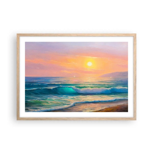 Póster en marco roble claro - El canto turquesa de las olas - 70x50 cm