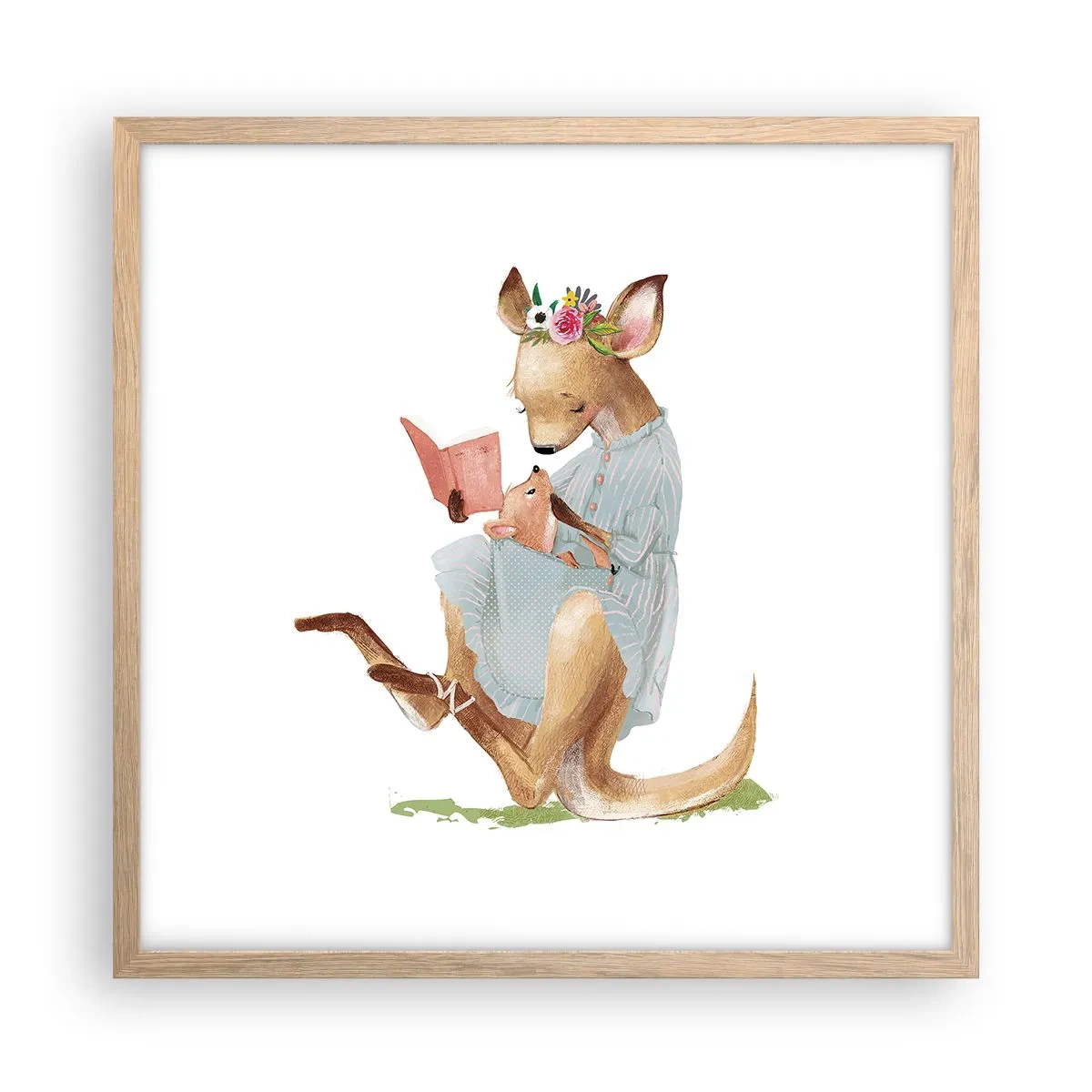 Póster en marco roble claro - Léeme un cuento, mamá - 50x50 cm